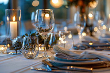 A beautifully set Christmas dining table adorned with elegant tableware, festive decorations, and red ornaments, creating a warm atmosphere.