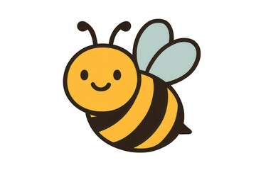 Obraz premium Cute smiling bee cartoon character flying, friendly bumblebee insect design with transparent background