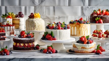 Exquisite berry cakes for your celebration or bakery promotion, offering a delightful and decadent assortment of fresh flavors and elegant designs