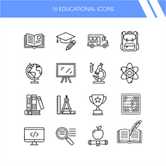 16 educational  outline icons