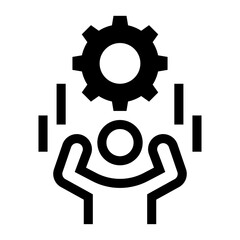 Icono de eficiencia laboral. Mejora de procesos con engranaje y persona activa. Ilustración vectorial