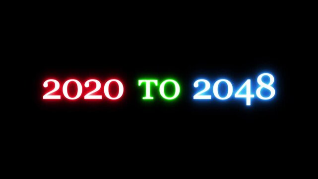 New year from 2020 to 2106 animation on background.  Year changing from 2020 to 2106.