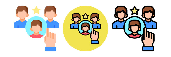 Talent Acquisition Icon Flat & Flat Line Style Collection Set