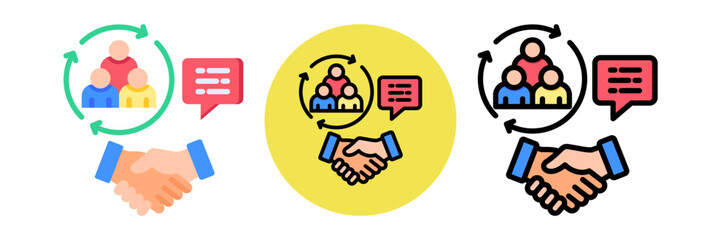 Customer Engagement Icon Flat & Flat Line Style Collection Set