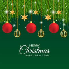 christmas rad ball golden star and christmas background