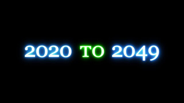 New year from 2020 to 2107 animation on background.  Year changing from 2020 to 2107.