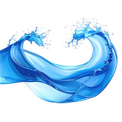 Vibrant, digitally rendered image of two stylized, arching water waves with a dark background