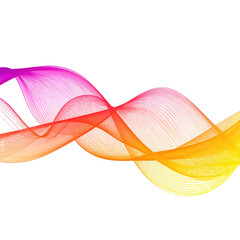 Abstract flowing colorful lines on black background, gradient from purple to yellow