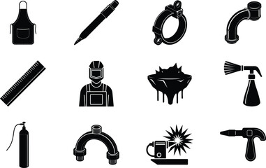 Welder Black Vector Isolated On White Background 