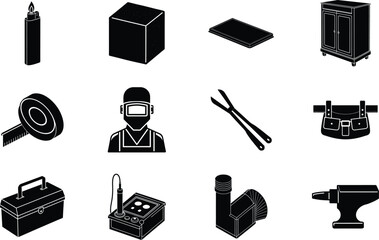 Welder Black Vector Isolated On White Background 