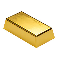 A gleaming, rectangular ingot of gold, isolated on a black background, reflecting light