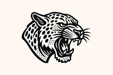 Leopard head roaring engraving style vector illustration © Victoria