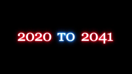 New year from 2020 to 2084 animation on background.  Year changing from 2020 to 2084.