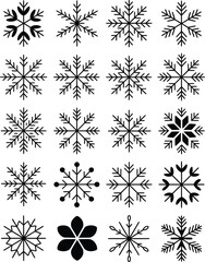 Black snowflake vector silhouettes white