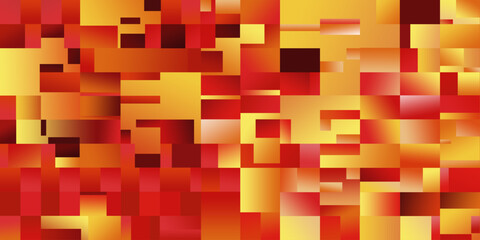 Abstract vector background with lights. Modern checkered pattern with red, orange and yellow gradients.
