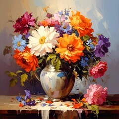 Vibrant floral still life in a vase (1)