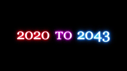 New year from 2020 to 2090 animation on background.  Year changing from 2020 to 2090.