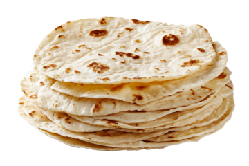 Stack of tortillas isolated on transparent background