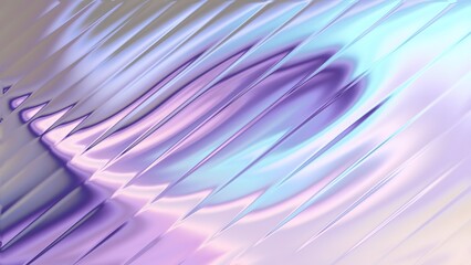 Swirling iridescent holographic texture with diagonal ridges and soft light abstract background