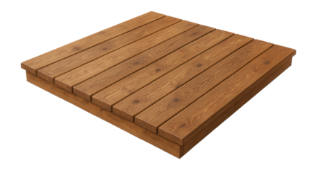 Wooden deck flooring on a balcony, perfect for a cozy cottage vibe.