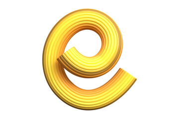 3D Yellow honey single line alphabet letter E lowercase. High quality 3D rendering.