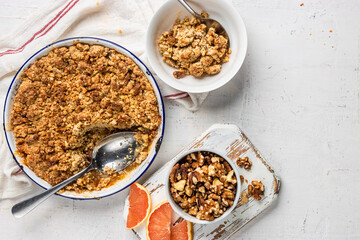 Apple and Grapefruit Crumble with Walnuts