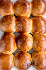 Tray of Brioche Buns Close Up