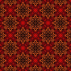 Elegant Tribal Floral Pattern (Red & Orange Ornamental Design)
