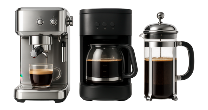 A shared coffee station with various brewing options, ideal for energizing breaks in a