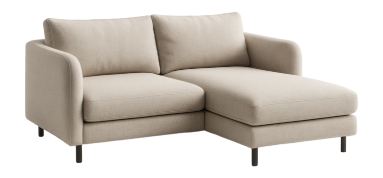 Compact modular sofa with chaise, ideal for a minimalist apartment balcony.