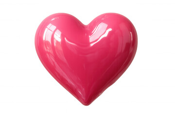 Fototapeta premium Pink glossy 3d heart symbol representing love, romance, passion, and valentine's day on a transparent background
