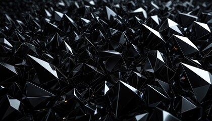 Shiny black crystal cluster with sharp, geometric shapes