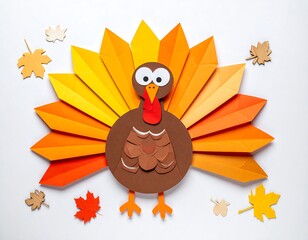 Paper turkey, vibrant colors, autumnal