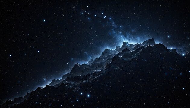Cosmic mountain range with shimmering stars and ethereal glow