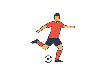 Obraz premium Vector Illustration of Soccer Player Kicking Ball in Action.