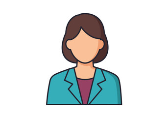 Fototapeta premium Flat Illustration of a Woman Wearing Teal Blazer and Brown Hair.