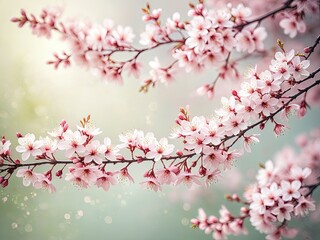 Obraz premium Close-up of delicate pink cherry blossoms blooming on tree branches