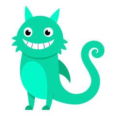 Cute Green Monster with Big Smile Cartoon Illustration for Children Books and Designs