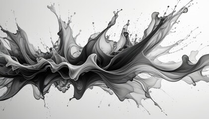 Abstract ink explosion in grayscale, dynamic movement