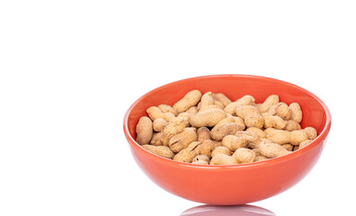 Unshelled peanuts isolated on white background, macro.