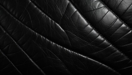 Obraz premium Close-up of quilted, textured, black leather, showcasing diagonal stitching