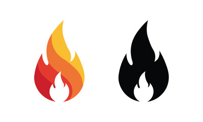 Fire flame icon isolated on white background