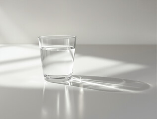 Glass of Water with Sunlit Shadows