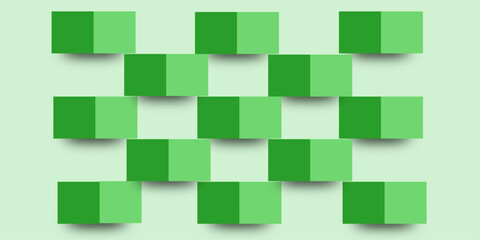 Abstract green cubes form a seamless geometric pattern and colorful digital pixel texture for a modern art wallpaper design backdrop