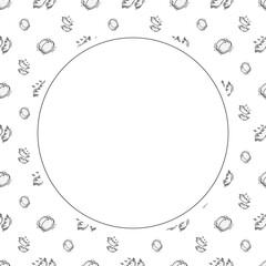 sausage frame. doodle grill sausage circle frame. hand drawn sausage frame background. grill sausage background