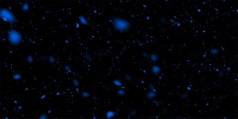 Dark blue glowing particles on transparent background. Space background with realistic nebula and shining stars vector. Abstract glittering dust and sparkling lights, bokeh effects.