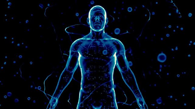 Digital x-ray human body scan background interface 3D rendering