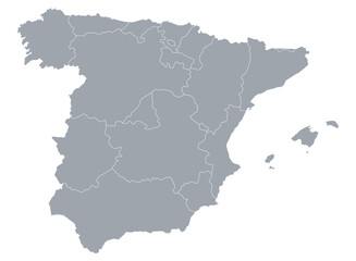 Map of the Spanish Country with political division by provinces, infographic map