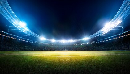 empty stadium at night spotlights