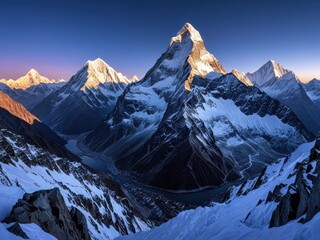 Majestic snow-capped mountains at dawn, scenic vista
